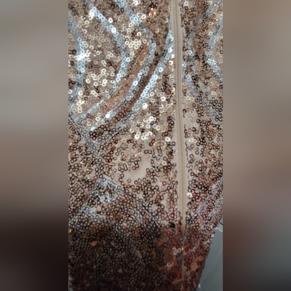 My Michelle Juniors Rose Gold Sequins Dress (read description) * - Picture 8 of 12